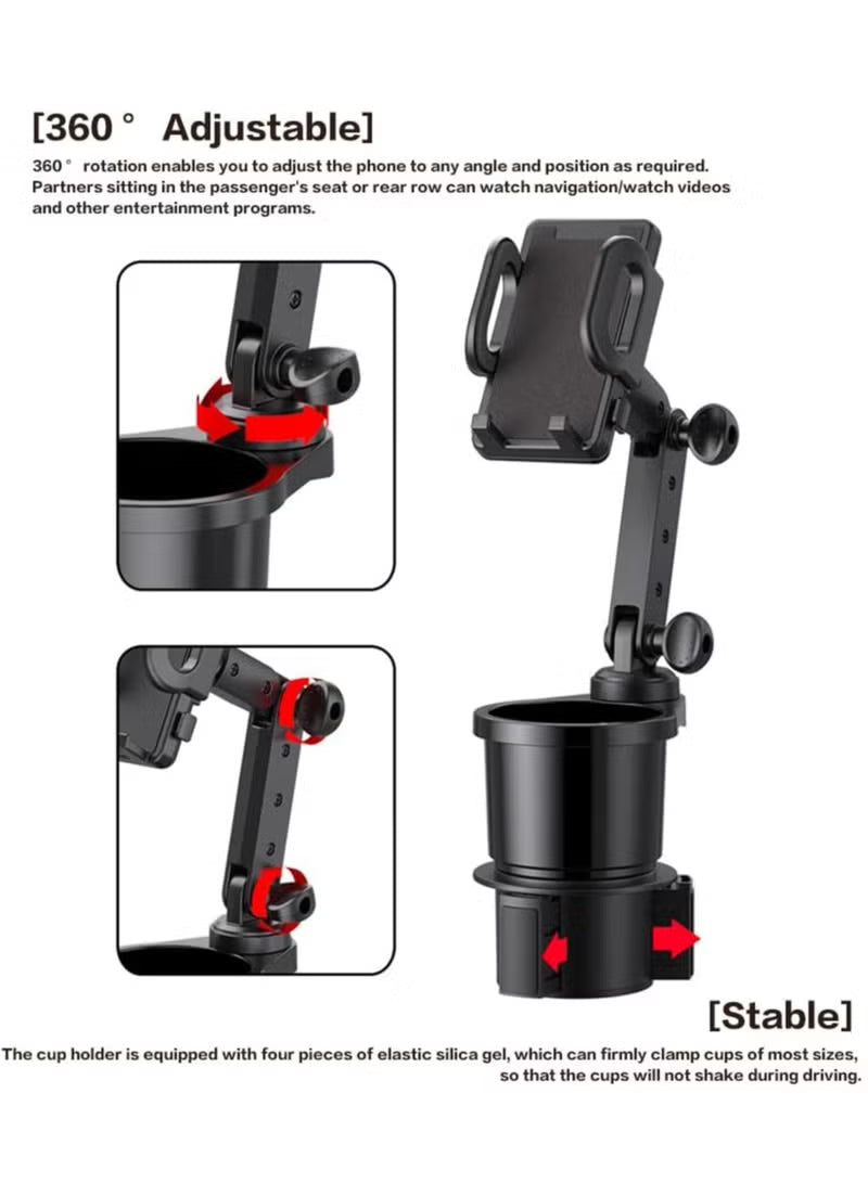 2 in 1 Car Phone Mount, Car Cup Holder Phone Mount Universal Auto Cell Phone Stand