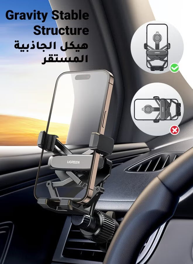 Mobile Holder For Car Car Phone Holder For Air Vent Car Mobile Holder With Auto Lock And Hook Shape Clip Not Block Air Vent Phone Holder Car Fit Big Phone iPhone 15 16 Series, Samsung S24 S23, Xiaomi Black