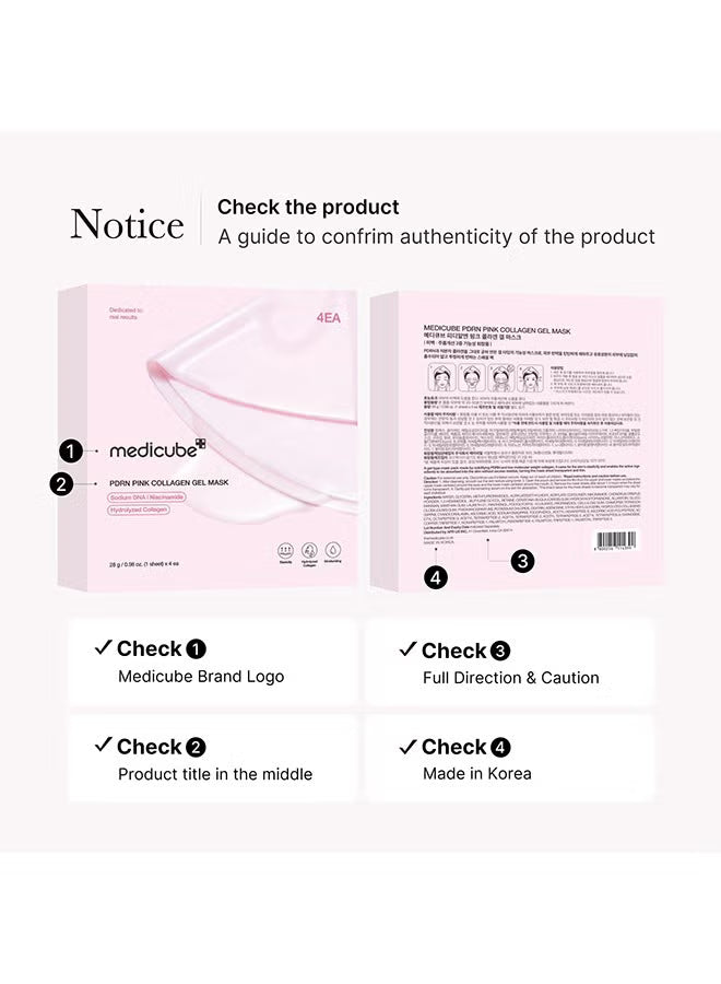 Pack Of 4 PDRN Pink Collagen Gel Mask