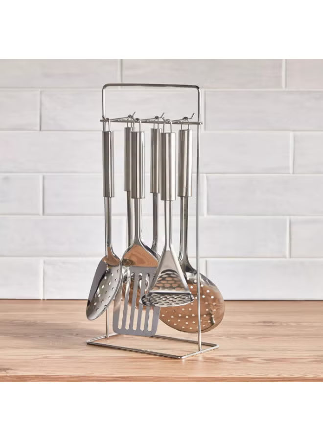 Stainless Cooking Utensils Set with Stand,7 Piece Kitchen Set