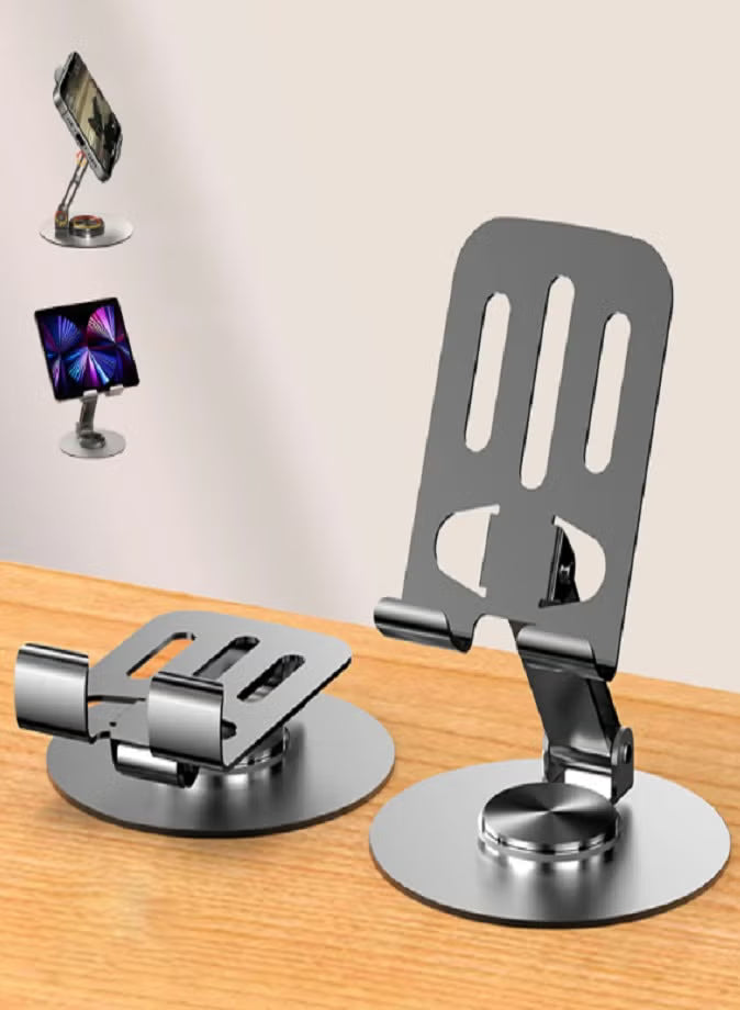 360° Rotating Foldable Metal Phone & Tablet Stand – Adjustable Aluminum Desk Holder for iPhone