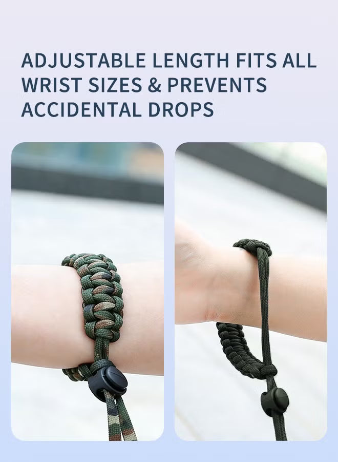 Camera Wrist Strap for DJI Osmo Pocket 3 & Insta360 X5/X4, Paracord Hand Strap with 1/4 Quick Release Screw, Anti-Drop Lanyard Accessory for Vlog & Travel, Army Green