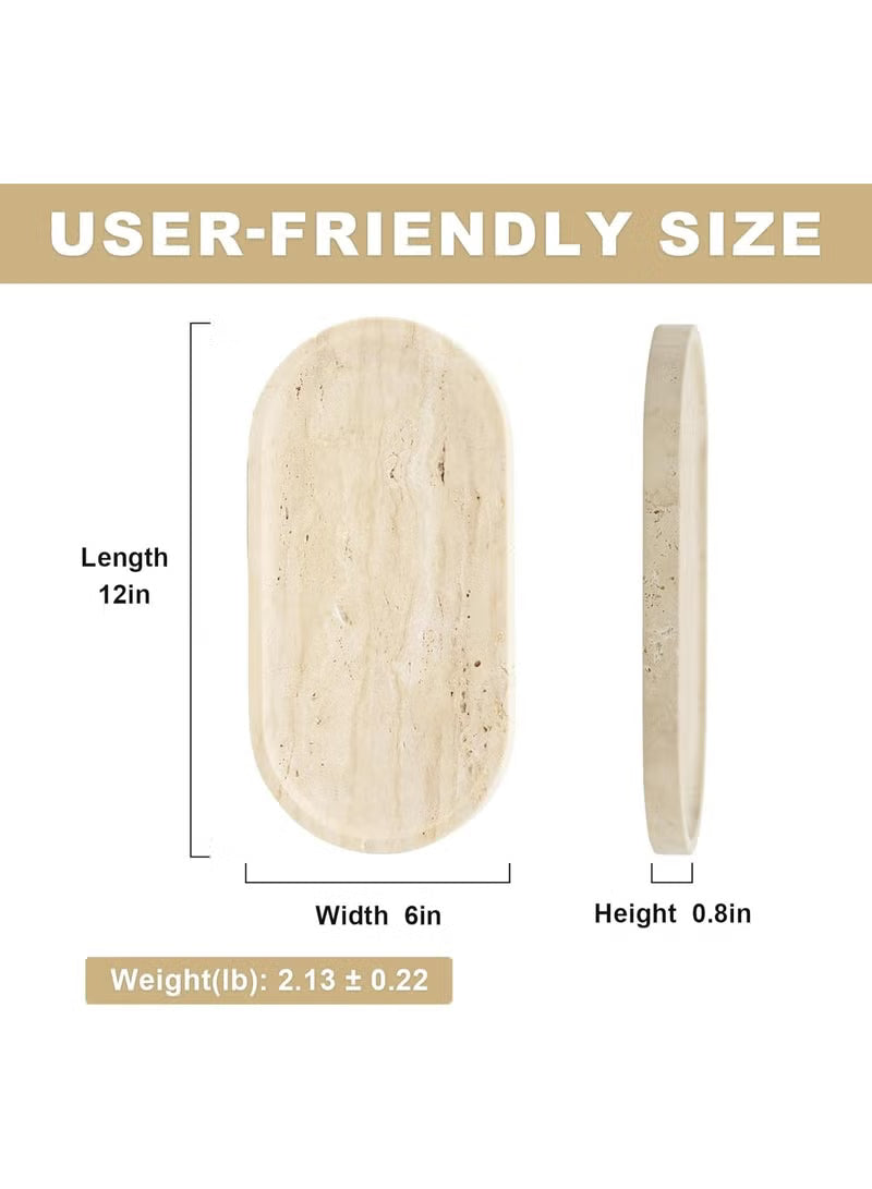 UNITYRA Turkish Natural Travertine Marble Tray 12x6in
