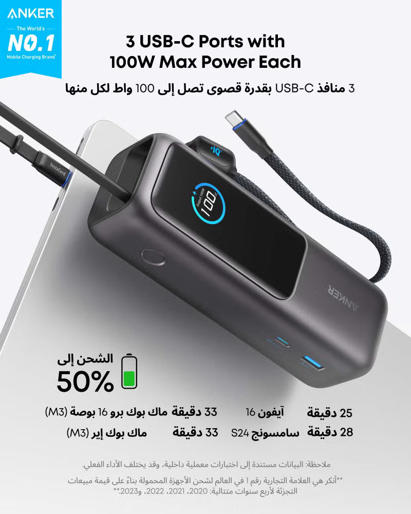 25000 mAh 25,000mAh Power Bank, 25,000mAh 165W Ultra-Fast Portable Charger for Dual Laptops, Fast Charging Battery Pack with Built
