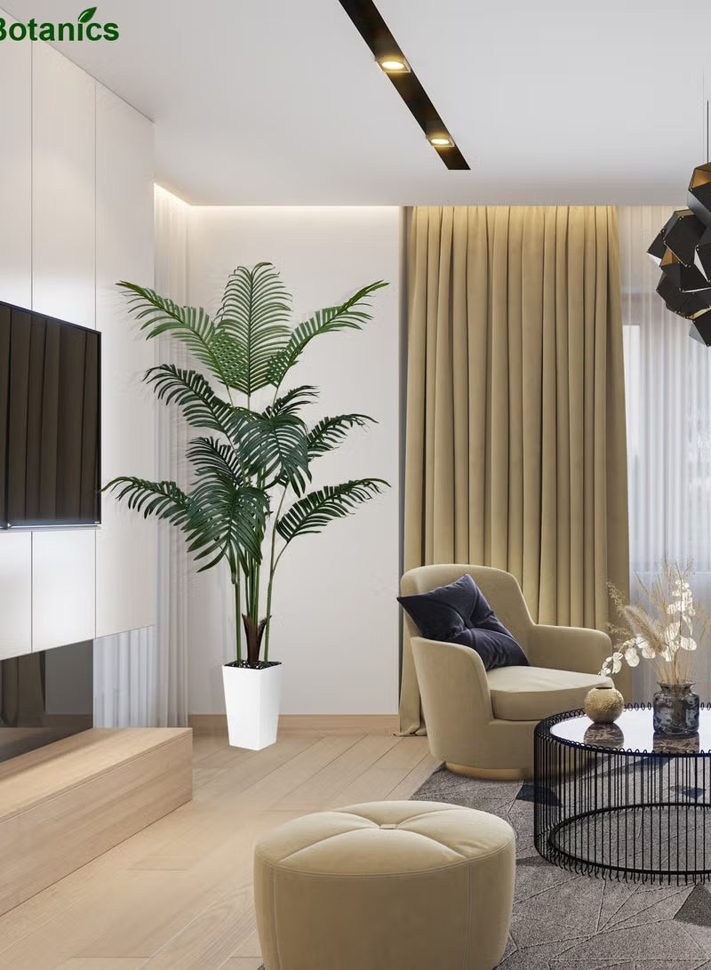 Artificial Palm Tree - Fake Tree with White Tall Planter