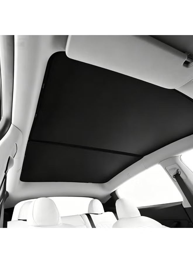Tesla Model Y Sunshade: UV protection, heat-insulating sunshade, 99% sun shading, never sags, foldable, Tesla Model Y accessory compatible with 2020-2024 Model Y (black).