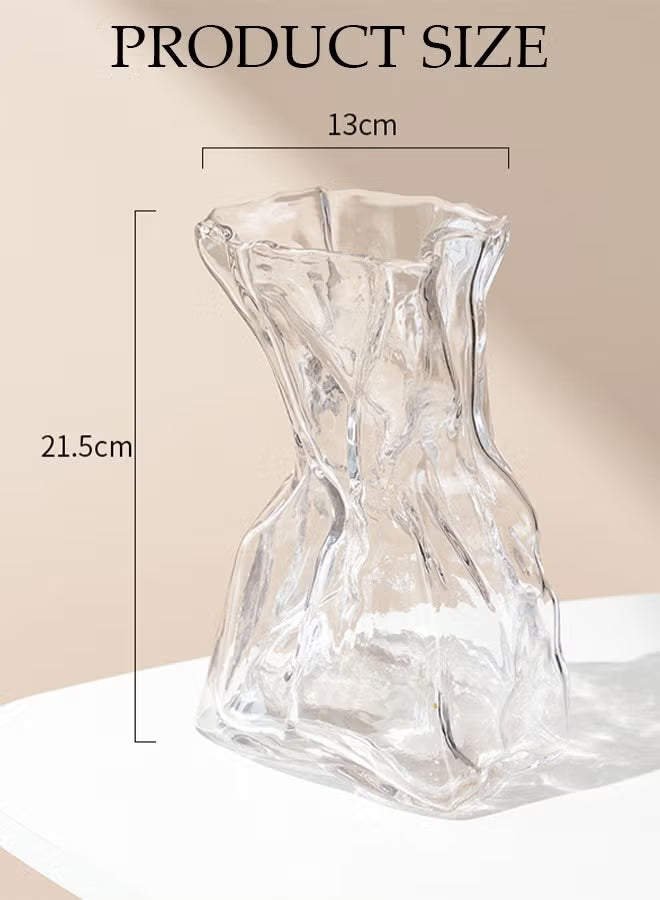 Creative Clear Glass Vase Craft Aesthetic Decorative Small Flower