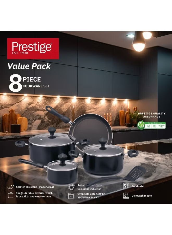 Prestige 8 Pcs Value Pack Cookware Set | Non-stick Pots and Pans Set