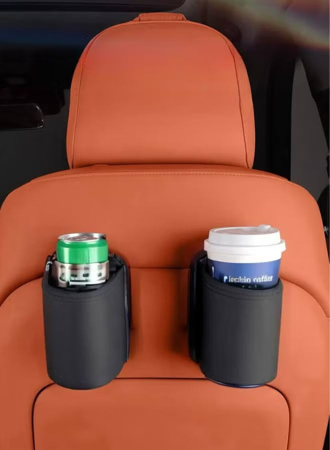 Stealth Black Car Cup Holder - Cool-Touch Leather Clip Mount, Heat-Resistant Base & Rounded Corners | Luxury SUV Organizer
