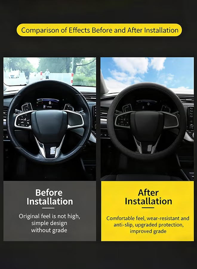 Cool Anti-Slip Silicone Steering Wheel Protector - Universal Car Steering Wheel Protective Cover - Summer Easy to Clean Silicone Car Steering Wheel Cover (Black)