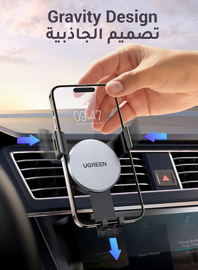 Car Phone Holder, Mobile Holder For the Car Air Vent Phone Stand Car Auto Lock Gravity Mobile Phone Mount Ac Vent Car Mount Compatible With iPhone 16/15/14 Series, Galaxy S24/S23 Z Flip 5 4, Xiaomi Grey