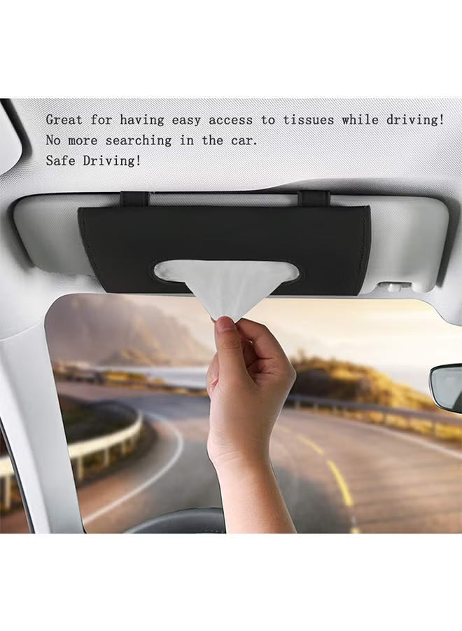 Car Visor Tissue Holder, Sun Visor Napkin Holder Backseat Tissue Case, Premium Car Tissue Box for car, Vehicle (Black)