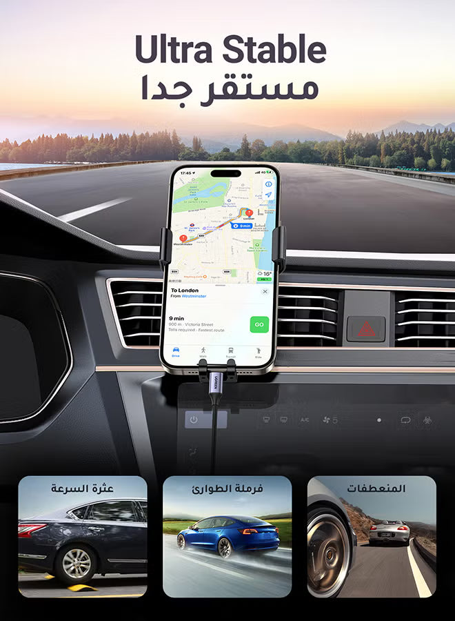 Car Phone Holder, Mobile Holder For the Car Air Vent Phone Stand Car Auto Lock Gravity Mobile Phone Mount Ac Vent Car Mount Compatible With iPhone 16/15/14 Series, Galaxy S24/S23 Z Flip 5 4, Xiaomi Grey