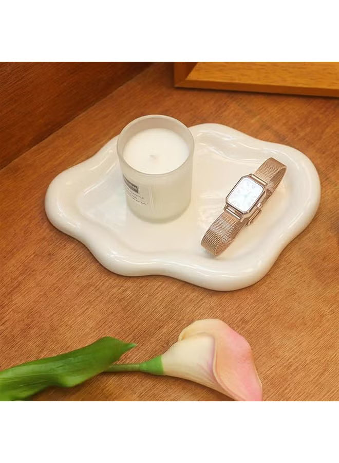 Ceramic Jewelry Tray Trinket Dish, Decorative Cloud Vanity Key Tray for Women