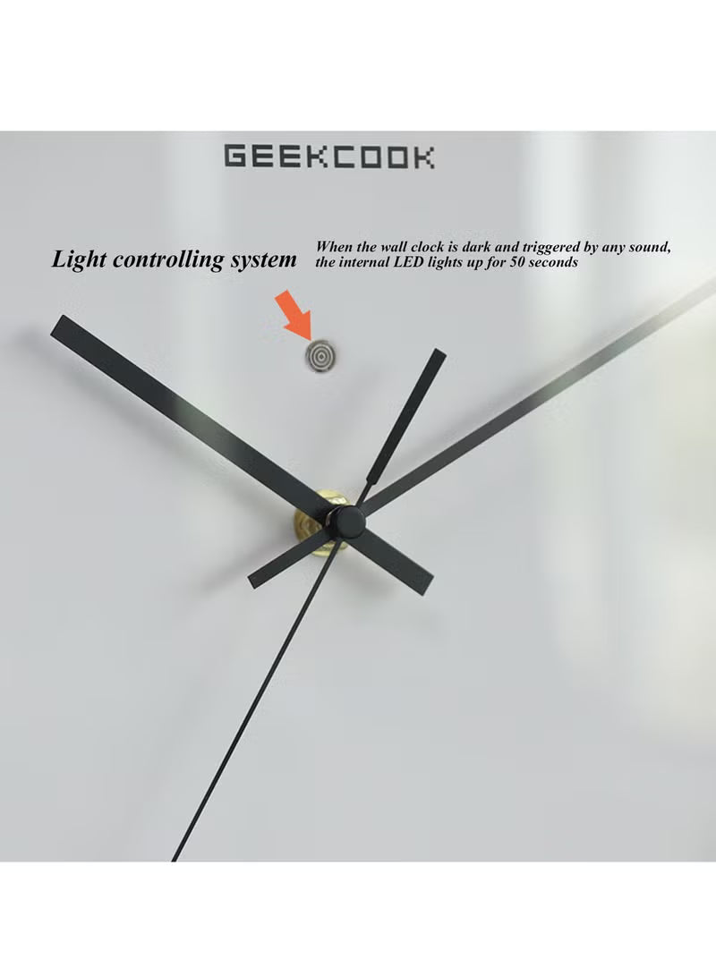 Silent Wall Clock 12 Inch with Voice Control LED Light