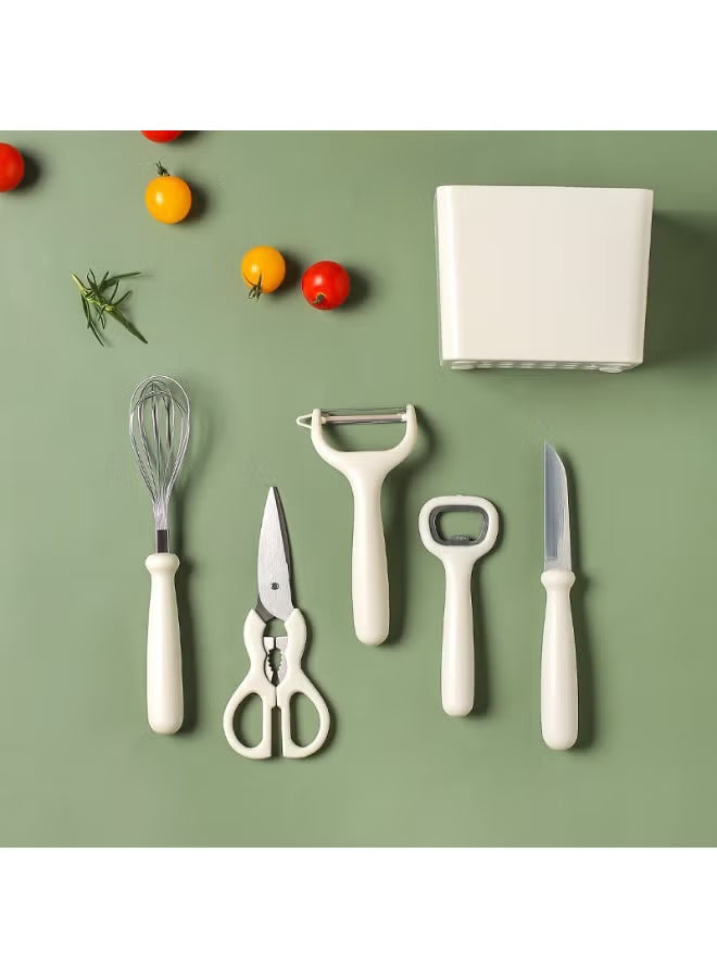 HOMESTAR 6-Piece Kitchen Utensil Set with Stand - Cooking Tools Bundle