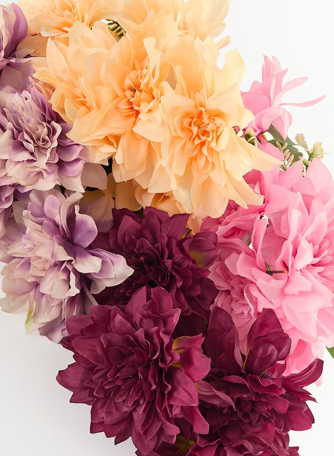 Dalia 1pc Flower Bunch with 5 buds – Maroon | 52cm Artificial Flower