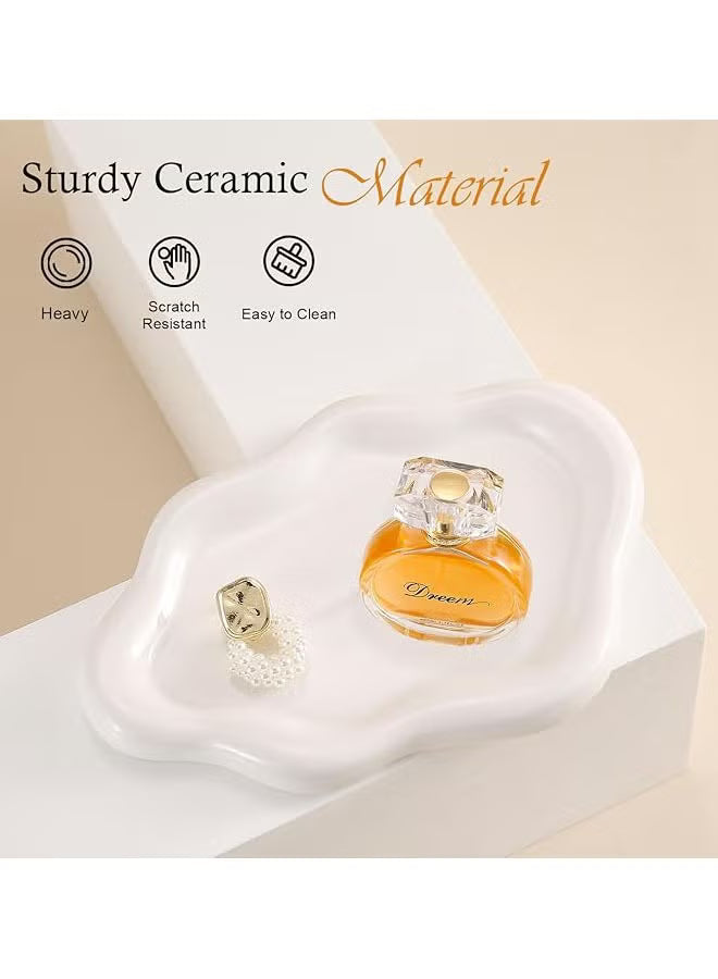 Ceramic Jewelry Tray Trinket Dish, Decorative Cloud Vanity Key Tray for Women