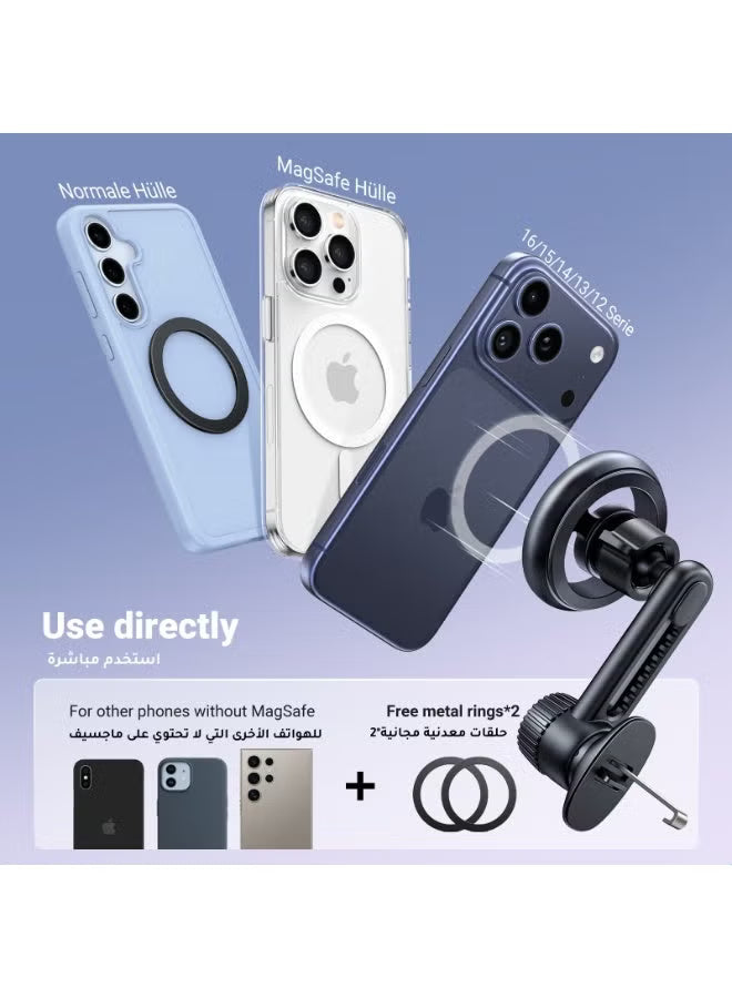Magsafe Car Mount, Never Block Air Vent: 2024 Upgraded 3Rd-Gen Ultra Stable Car Phone Holder Air Vent Magnetic Car Mobile Holder Rotatable Car Mount Fit For iPhone 16/15/14 Galaxy S24 S23 S22, Xiaomi Black