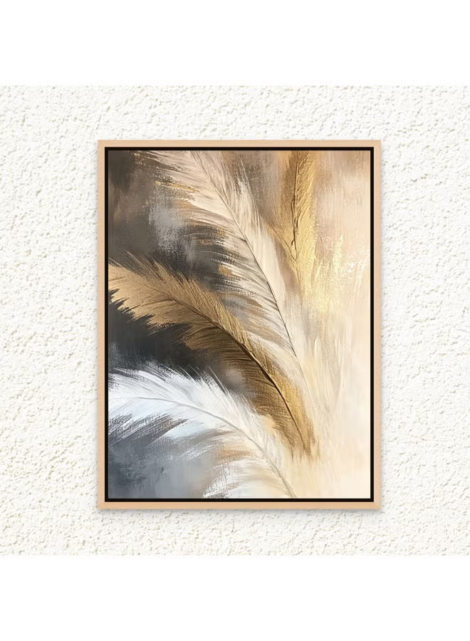 Art Decor Framed Canvas Wall Art of Abstract Feathers Artwork Modern