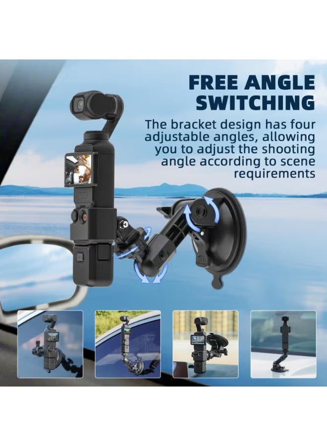 Pocket 3 Suction Cup Mount, Car Windshield Window Dash Holder Kit with Expansion Adapter for Insta360 X4 X5 X3 Go 3S for GoPro Max Mini Hero 13 12 11 10 9 Pocket 3 2 Action 5 Pro 4 Accessories