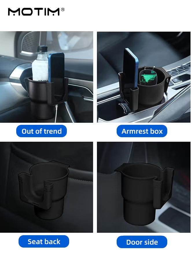 2 In 1 Car Cup Holder Phone Holder, Multifunctional Drink Coffee Bottle Storage Rack with Phone Holder, Stay Organized, Car Travel Essentials Fit for Most Vehicles & Phones