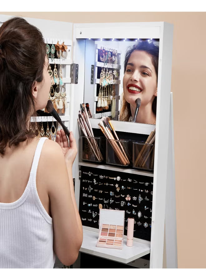SONGMICS 6 LEDs Mirror Jewellery Cabinet, 360°